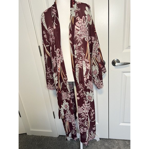 Free People Intimate Floral Duster Cover Up Open Front Lightweight Size Small S - Picture 9 of 16